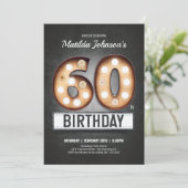 Broadway 60th Birthday  Marquee Fun, aangepast Kaart (Staand voorkant)