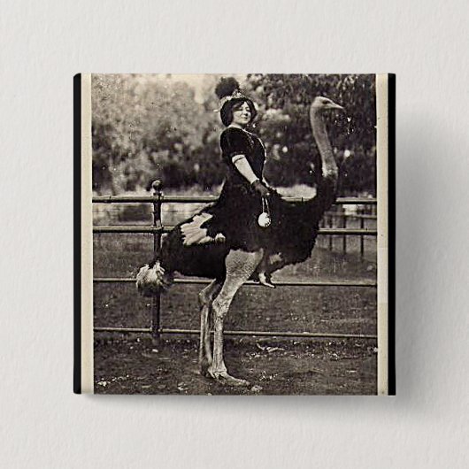  Broadway Actress Ridt een struisvogel uit Vierkante Button 5,1 Cm (Voorkant)