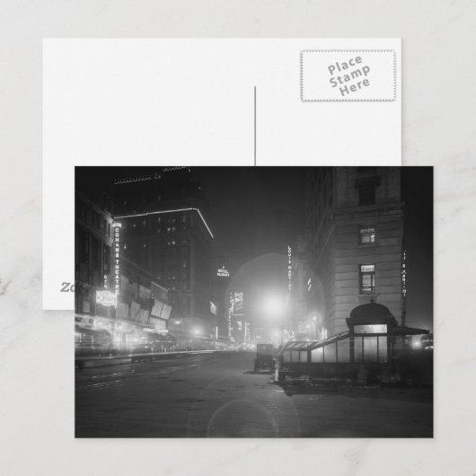 Broadway at Night, 1910 Briefkaart (Voorkant / Achterkant)