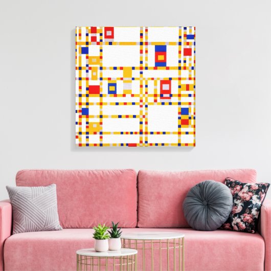Broadway Boogie Woogie | Piet Mondrian | Canvas Afdruk (Insitu (Woonkamer))