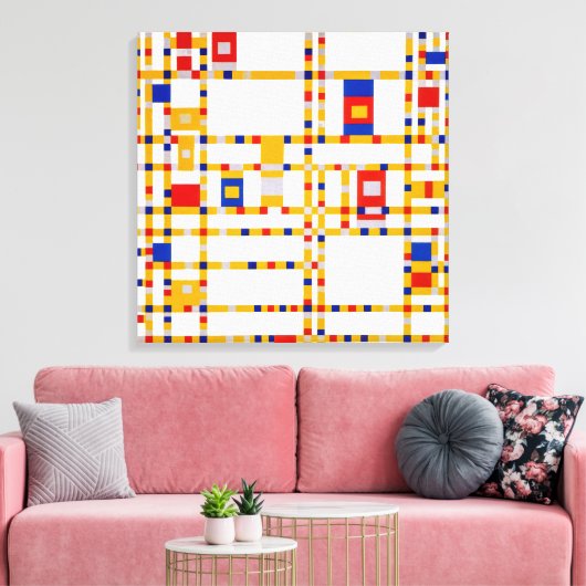 Broadway Boogie Woogie | Piet Mondrian | Canvas Afdruk (Insitu (Woonkamer))