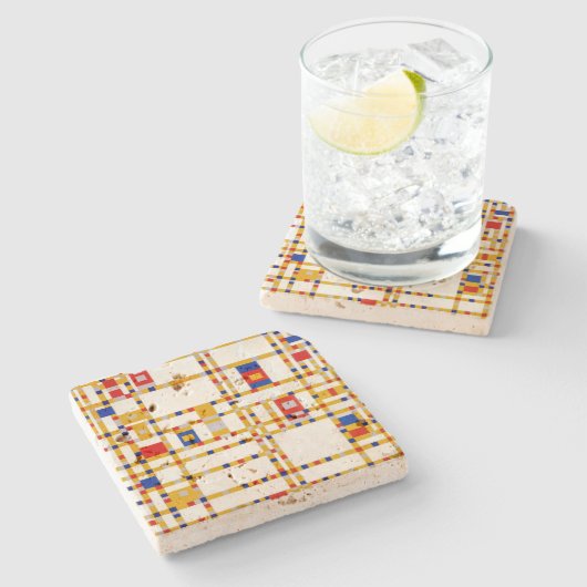 Broadway Boogie Woogie | Piet Mondrian | Stenen Onderzetter (Zijkant)