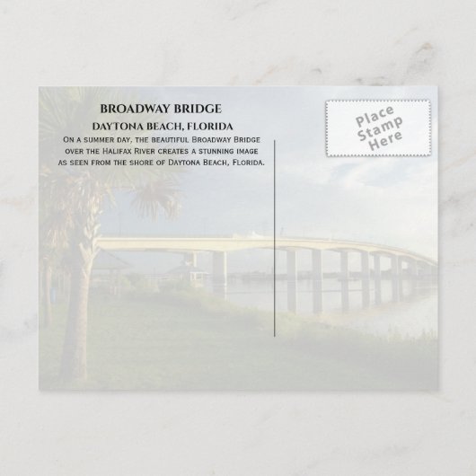 Broadway Bridge, Halifax River, Daytona Beach, FL Briefkaart (Achterkant)