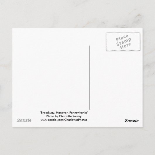 Broadway Hanover PA Photo Briefkaart (Achterkant)