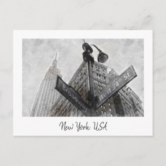 Broadway hoekbord, New York Briefkaart (Voorkant)