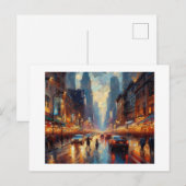 Broadway in de regen, briefkaart (Voorkant / Achterkant)