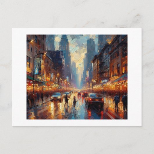 Broadway in de regen, briefkaart (Voorkant)