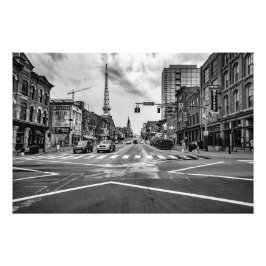 Broadway in Nashville Tennessee Black & White Foto Afdruk