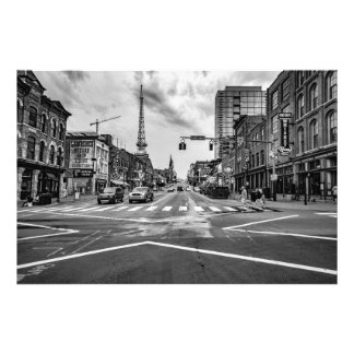 Broadway in Nashville Tennessee Black & White Foto Afdruk