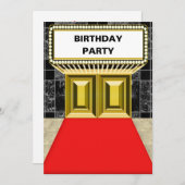 Broadway Lights Marquee Red Carpet Birthday Party Kaart (Voorkant / Achterkant)