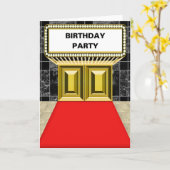 Broadway Lights Marquee Red Carpet Verjaardagsfees Kaart (Gele Bloem)