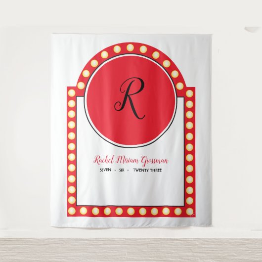 BROADWAY MARQUEE Bat Mitzvah Fotohok Backdrop Wandkleed (Voorkant)