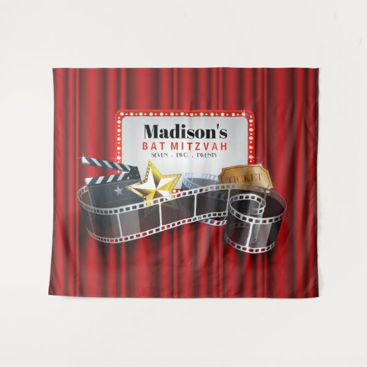 BROADWAY MARQUEE Bat Mitzvah Fotohokje Achtergrond Wandkleed (Voorkant (horizontaal))