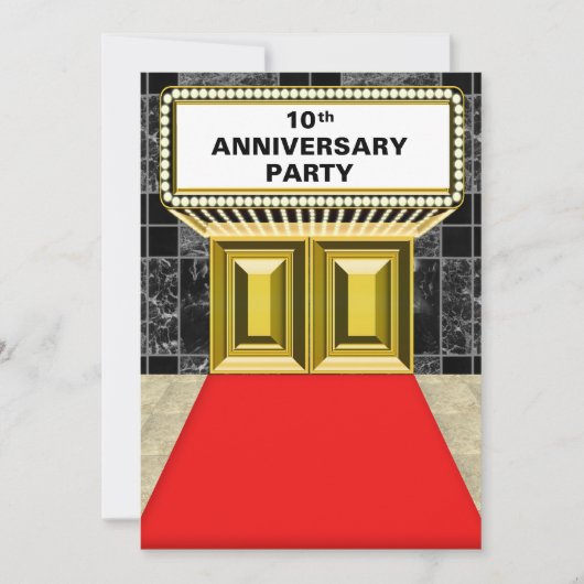 Broadway Marquee Red Carpet 10 e Jubileum Kaart (Voorkant)