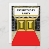 Broadway Marquee Red Carpet 75th Birthday Party Kaart (Voorkant / Achterkant)