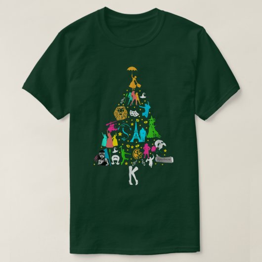 Broadway Musical Theater kerstboom Funny Xmas T-shirt (Design voorkant)