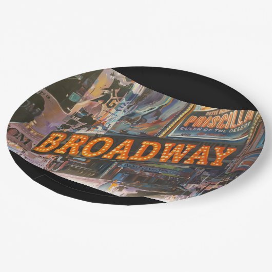Broadway Neon Lights Papieren Bordje (Gekanteld)