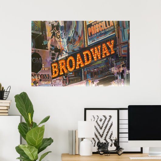 Broadway Neon Lights Poster (Thuiskantoor)