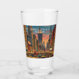 Broadway New York Reis Kunst Vintage Glas
