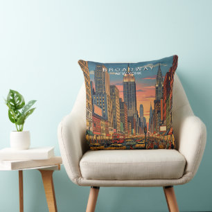 Broadway New York Reis Kunst Vintage Kussen