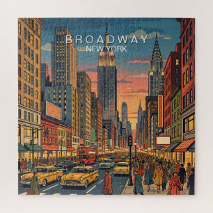 Broadway New York Reis Kunst Vintage Legpuzzel