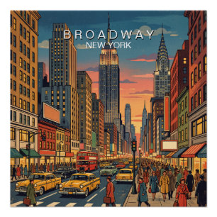 Broadway New York Reis Kunst Vintage Perfect Poster