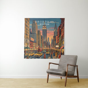 Broadway New York Reis Kunst Vintage Wandkleed