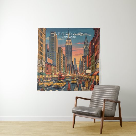 Broadway New York Reis Kunst Vintage Wandkleed (In situ)