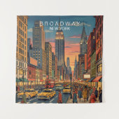 Broadway New York Reis Kunst Vintage Wandkleed (Voorkant)