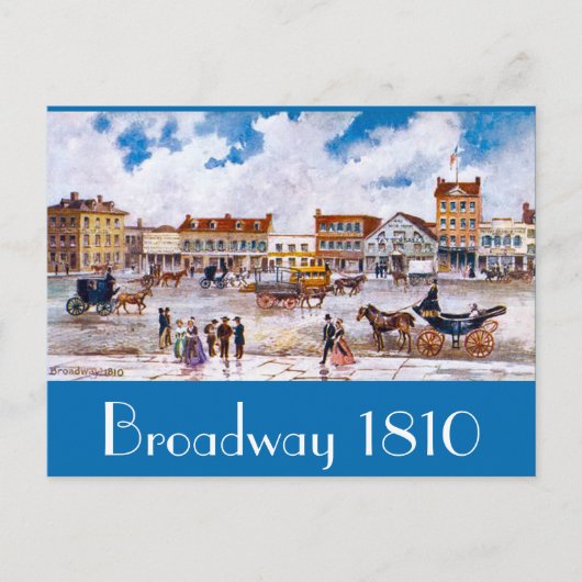 Broadway NYC 1810 Briefkaart (Voorkant)