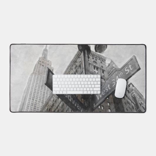 Broadway NYC Desk Mat – Zwart en wit New York (Keyboard & Muis)