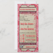 Broadway Playbill Ticket Trouwt Raspberry Roze Kaart (Voorkant)