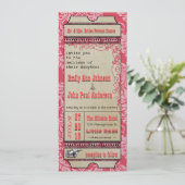 Broadway Playbill Ticket Weddenschap Raspberry Pin Kaart (Staand voorkant)