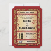  Broadway Red en Gold Movie Ticket Wedding Kaart (Voorkant)