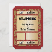  Broadway Red en Gold Movie Ticket Wedding Kaart (Achterkant)