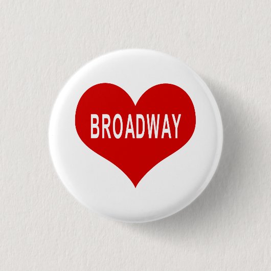 BROADWAY Rode Hart Knop Ronde Button 3,2 Cm (Voorkant)