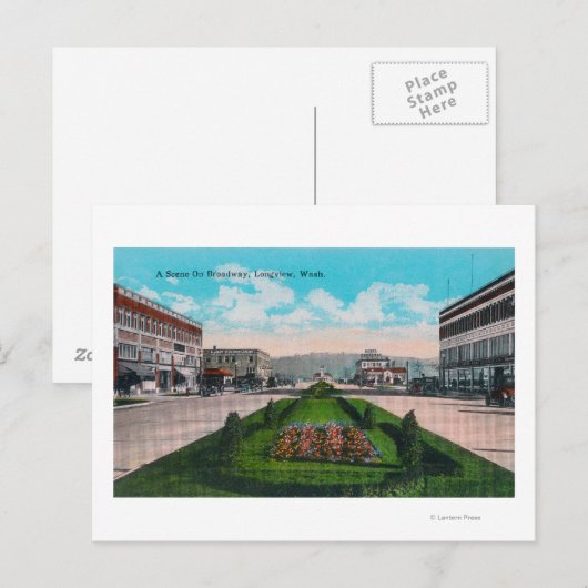 Broadway SceneLongview, WA Briefkaart (Voorkant / Achterkant)