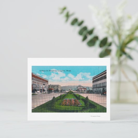Broadway SceneLongview, WA Briefkaart (Staand voorkant)