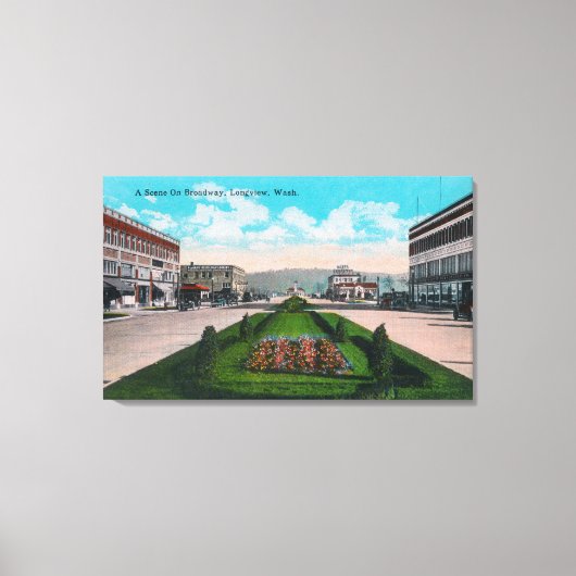 Broadway SceneLongview, WA Canvas Afdruk (Voorkant)
