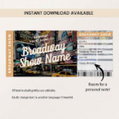 Broadway Show Ticket Musical Theatre Cadeaubon Kaart