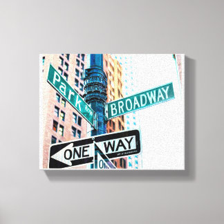 Broadway Sign Hand-getekende Potcil Crayon Art-afd Canvas Afdruk