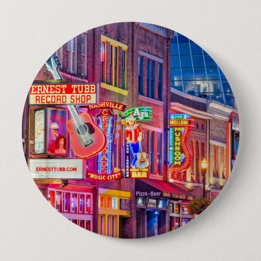 Broadway Street Downtown Nashville Tennessee Ronde Button 4,0 Cm (Voorkant)