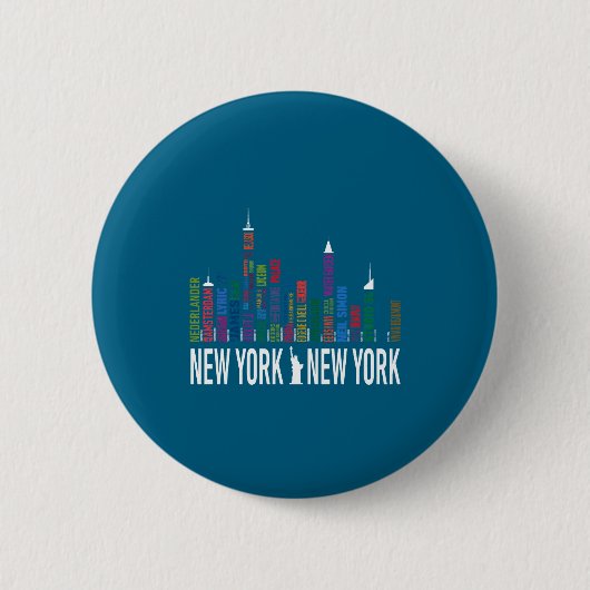 Broadway Theaters New York Skyline  Ronde Button 5,7 Cm (Voorkant)