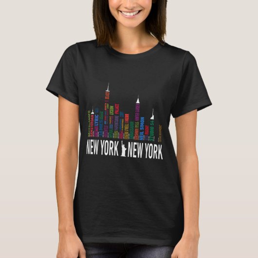 Broadway Theaters New York Skyline  T-shirt (Voorkant)