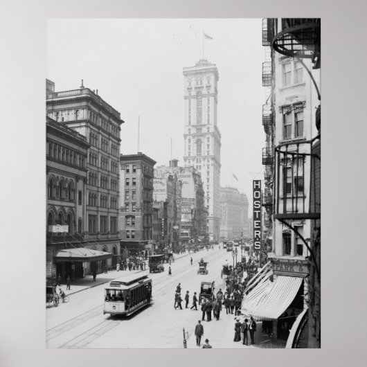 Broadway & Times Building (One Times Square) Poster (Voorkant)