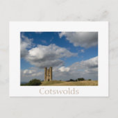 Broadway Tower, Cotswgets briefkaart witte wolken (Voorkant)
