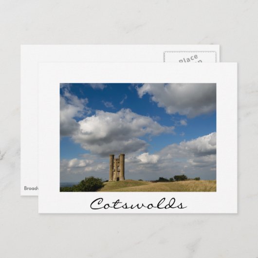 Broadway Tower, Cotswolds White text briefkaart (Voorkant / Achterkant)