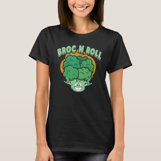 Broc N Roll   Vegan Vegetarian Broccoli Vegetable T-shirt (Voorkant)