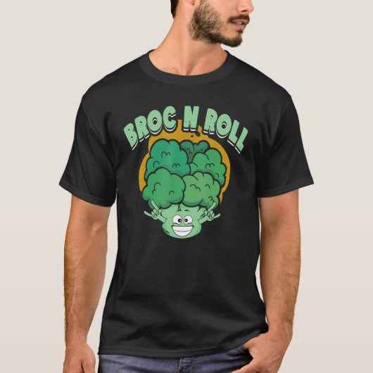 Broc N Roll Vegan Vegetarian Broccoli Vegetable T-shirt (Voorkant)