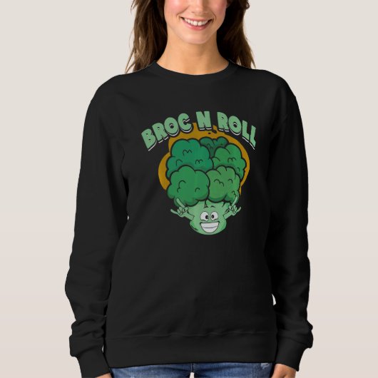 Broc N Roll  Vegan Vegetarian Broccoli Vegetable Trui (Voorkant)